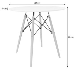 Stół TODI Okrągły 80cm - biały