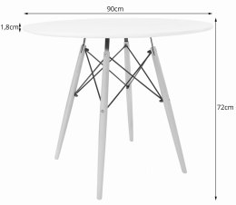 Stół TODI Okrągły 90cm - biały
