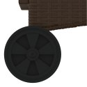 VidaXL Leżak na kółkach, z poduszką, brązowy, polirattan
