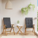 VidaXL Rozkładane krzesła ogrodowe z poduszkami, 2 szt., drewno tekowe