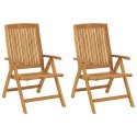 VidaXL Rozkładane krzesła ogrodowe z poduszkami, 2 szt., drewno tekowe