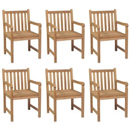 VidaXL Krzesła ogrodowe z bordowymi poduszkami, 6 szt., drewno tekowe