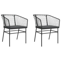 VidaXL Krzesła ogrodowe z poduszkami, 2 szt., czarne, polirattan