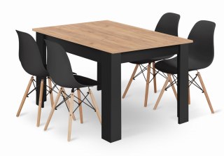 Zestaw stół NP 120x80 Craft Czarny + 4 krzesła OSAKA czarny