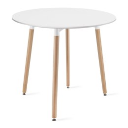 Zestaw stół okrągły KAMI 80cm + 4 krzesła MARK białe