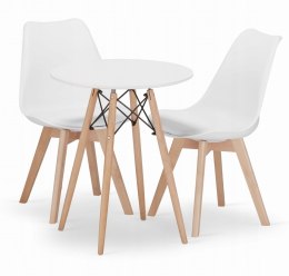 Zestaw stół okrągły TODI 60cm biały + 2 krzesła MARK białe