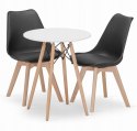 Zestaw stół okrągły TODI 60cm biały + 2 krzesła MARK czarne