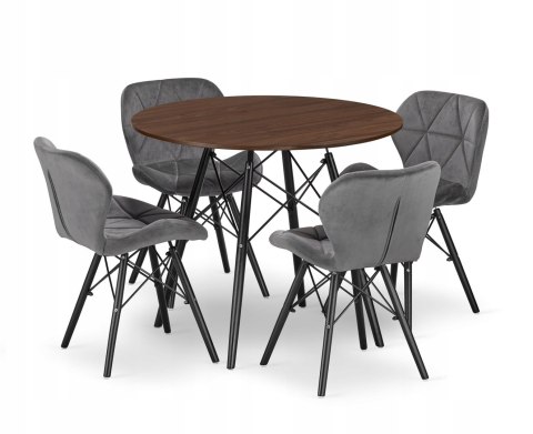 Zestaw stół okrągły TODI 80 jesion + 4 krzesła LAGO szare