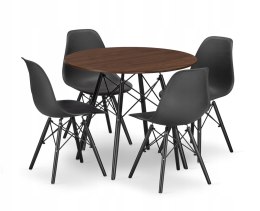 Zestaw stół okrągły TODI 80 jesion + 4 krzesła OSAKA czarne