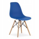 Zestaw stół okrągły TODI 80cm biały + 3 krzesła OSAKA niebieskie