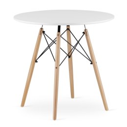 Zestaw stół okrągły TODI 80cm biały + 4 krzesła LAGO szare