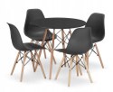 Zestaw stół okrągły TODI 80cm czarny + 4 krzesła OSAKA czarne