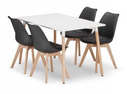 Zestaw stół prostokątny ADRIA 120x80 biały + 4 krzesła MARK czarne