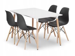 Zestaw stół prostokątny ADRIA 120x80 biały + 4 krzesła OSAKA czarne