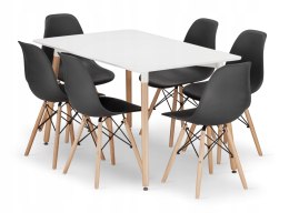 Zestaw stół prostokątny ADRIA 120x80 biały + 6 krzeseł OSAKA czarne