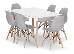Zestaw stół prostokątny ADRIA 120x80 biały + 6 krzeseł OSAKA szare