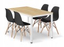 Zestaw stół prostokątny TESSA 120x60 dąb + 4 krzesła OSAKA czarne
