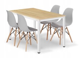 Zestaw stół prostokątny TESSA 120x60 dąb + 4 krzesła OSAKA szare