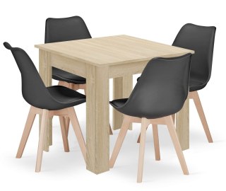 Zestaw stół kwadratowy 80x80 dąb sonoma + 4 krzesła MARK czarne