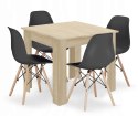 Zestaw stół kwadratowy 80x80 dąb sonoma + 4 krzesła OSAKA czarne