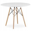 Zestaw stół okrągły TODI 100 biały + 4 krzesła OSAKA szare