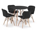 Zestaw stół okrągły TODI 80 czarny + 4 krzesła LAGO czarne