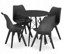 Zestaw stół okrągły TODI 80 czarny + 4 krzesła MARK czarne