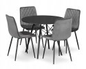 Zestaw stół okrągły TODI 80 czarny + 4 krzesła TURIN ciemnoszare