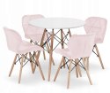 Zestaw stół okrągły TODI 80cm biały + 4 krzesła LAGO różowe