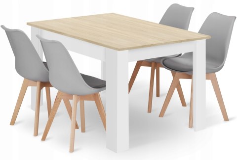 Zestaw stół prostokątny 120x80 dąb sonoma + 4 krzesła MARK szare