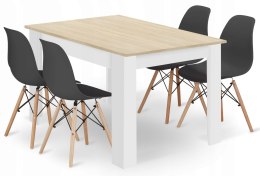 Zestaw stół prostokątny 120x80 dąb sonoma + 4 krzesła OSAKA czarne
