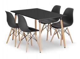 Zestaw stół prostokątny ADRIA 120x80 czarny + 4 krzesła OSAKA czarne