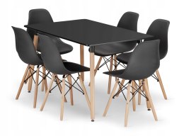 Zestaw stół prostokątny ADRIA 120x80 czarny + 6 krzeseł OSAKA czarne