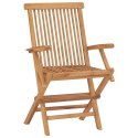 VidaXL Krzesła ogrodowe z poduszkami taupe, 4 szt., lite drewno tekowe