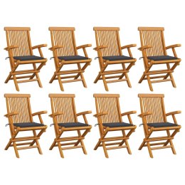 VidaXL Krzesła ogrodowe z antracytowymi poduszkami, 8 szt., tekowe