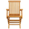VidaXL Krzesła ogrodowe z poduszkami taupe, 3 szt., drewno tekowe