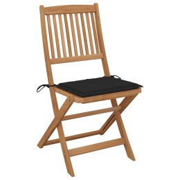 VidaXL Składane krzesła ogrodowe z poduszkami, 4 szt., drewno akacjowe