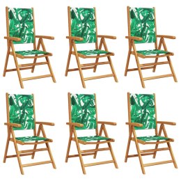 VidaXL Rozkładane krzesła ogrodowe, 6 szt., zielona tkanina i drewno