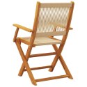 VidaXL Składane krzesła ogrodowe, 6 szt., beżowe, lite drewno akacjowe