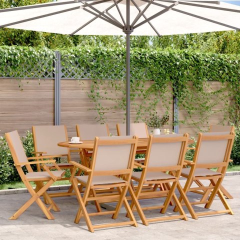 VidaXL Składane krzesła ogrodowe, 8 szt., tkanina taupe i drewno