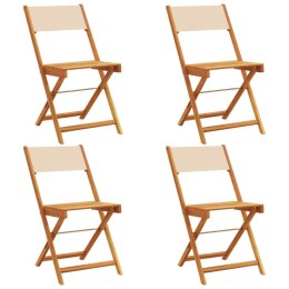 VidaXL Składane krzesła ogrodowe, 4 szt., beżowa tkanina i drewno