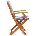 VidaXL Krzesła ogrodowe, 2 szt., niebiesko-białe, akacja i tkanina