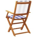 VidaXL Krzesła ogrodowe, 2 szt., niebiesko-białe, akacja i tkanina
