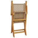 VidaXL Składane krzesła ogrodowe, 4 szt., beżowy polirattan i drewno