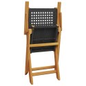 VidaXL Składane krzesła ogrodowe, 4 szt, czarny polirattan i drewno