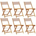 VidaXL Składane krzesła ogrodowe, 6 szt., tkanina taupe i drewno