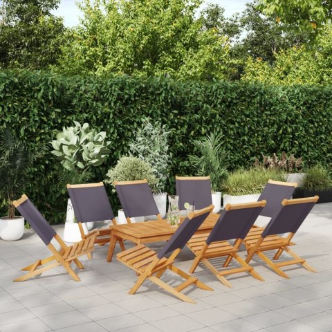 VidaXL Składane krzesła ogrodowe, 8 szt., antracytowa tkanina i drewno