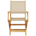 VidaXL Składane krzesła ogrodowe, 8 szt., beżowy polirattan i drewno