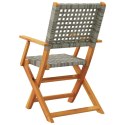 VidaXL Składane krzesła ogrodowe, 8 szt., szary polirattan i drewno