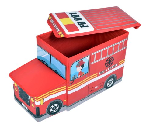 Pufa pojemnik wóz strażacki - czerwony